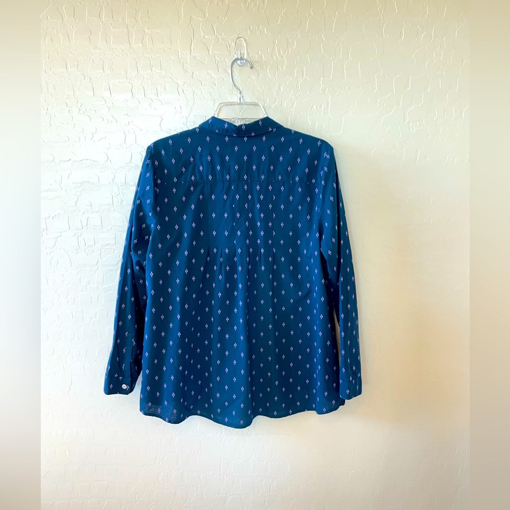 J Jill Long Sleeve V-Neck Boho Loose Fit Navy Top  Medium - Picture 3 of 9